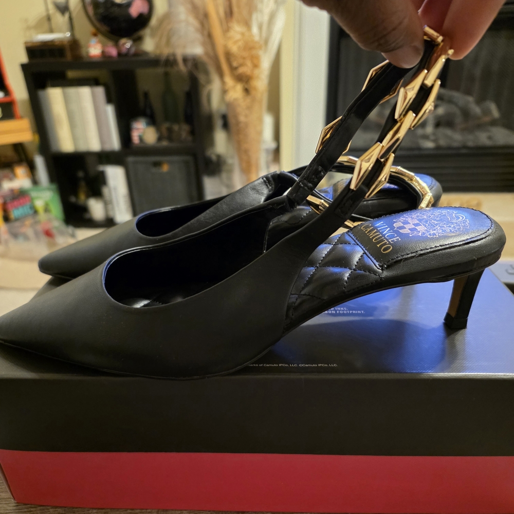 Vince Camuto Black Nappy Silk Heels